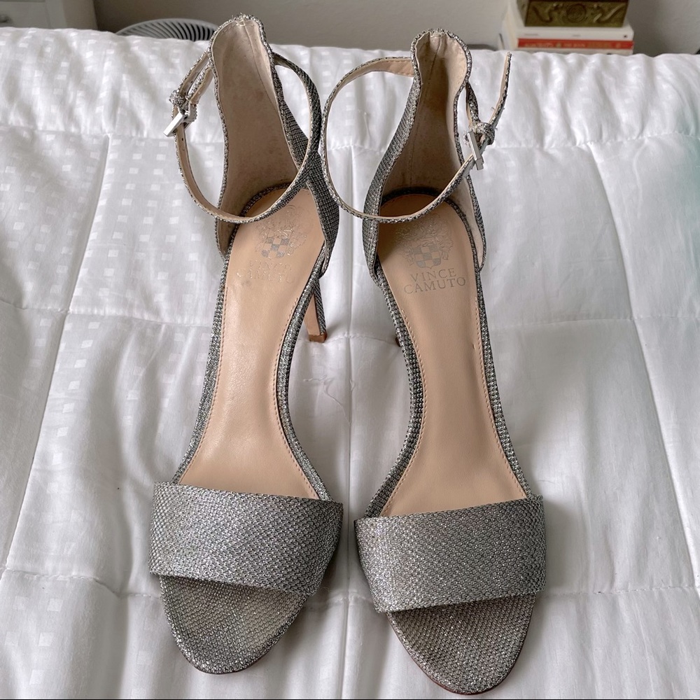Vince Camuto Court Ankle Strap Sandal- Silver - Sz 9.5